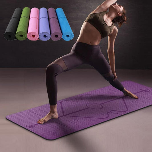 Non Slip TPE Yoga Mat Position Line Beginner - Boutique Beauté & Santé