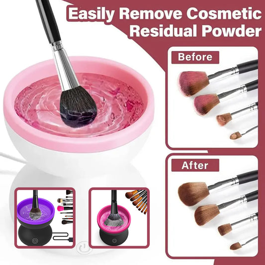 Electric Makeup Brush Cleaner Machine Portable Automatic USB Cosmetic Brush Cleaner Tools For All Size Beauty Makeup Brushes Set - Boutique Beauté & Santé