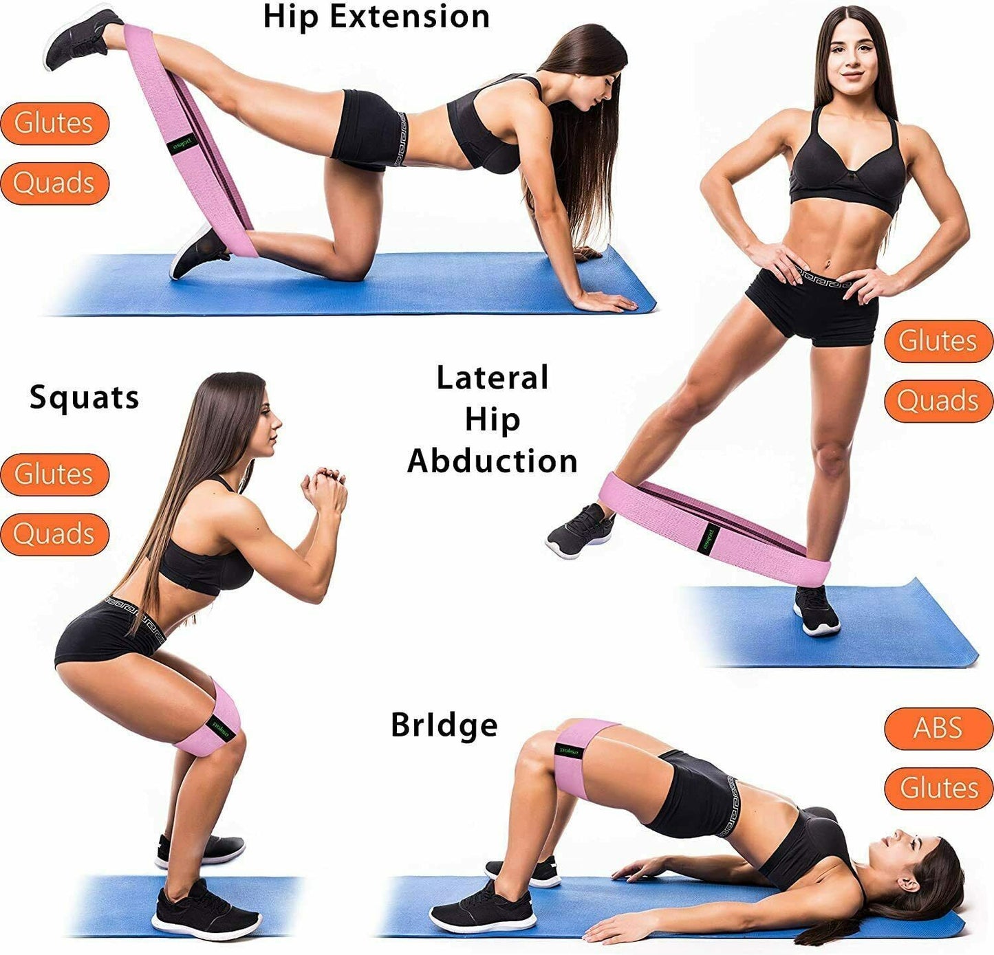 Workout Resistance Bands Loop Set Fitness Yoga Legs & Butt Workout Exercise Band - Boutique Beauté & Santé